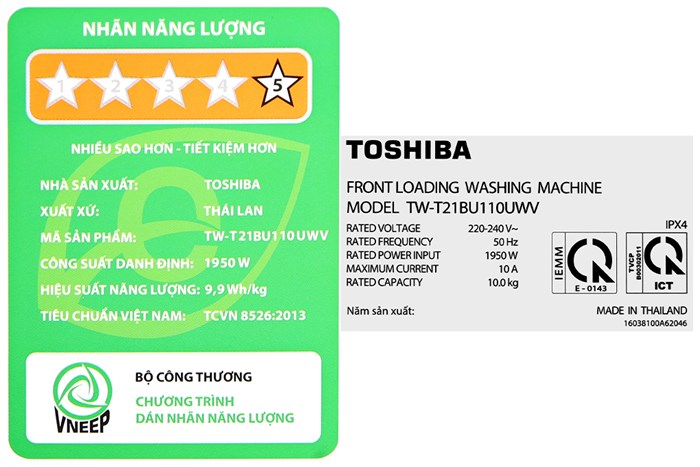 Máy Giặt Toshiba Inverter 10 Kg TW-T21BU110UWV(MG)